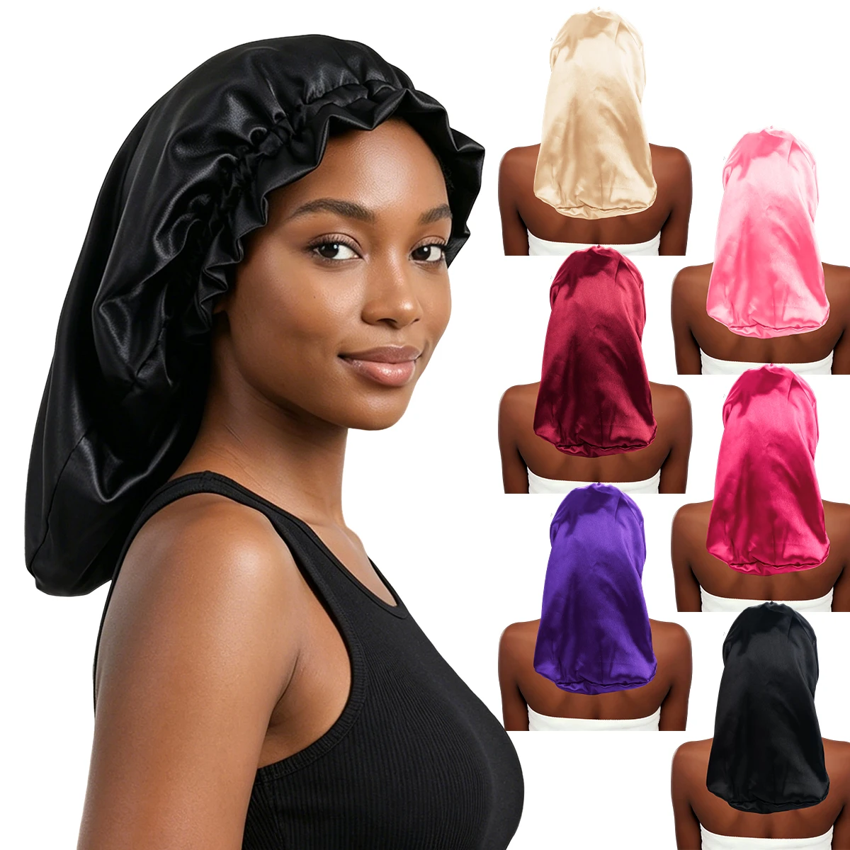 Long Satin Hair Bonnet for Braids, Extra Large Sleep Cap for Women, Satin Night Cap for Curly Hair, Dreadlocks, Locs, Long Hair