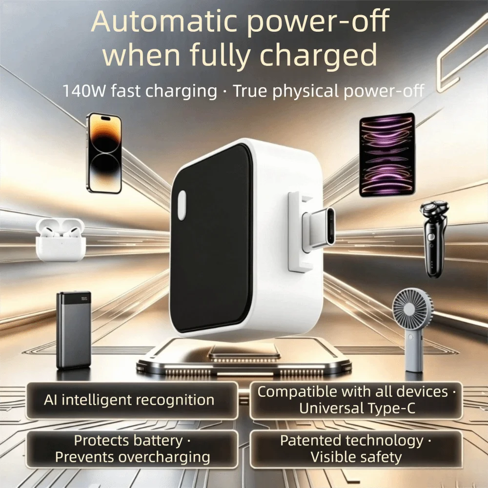 Type-C Auto Disconnect Charger Full Stop Design Physical Cut-Off Auto Stop Charger Full Charge Separator Automatic Power-off