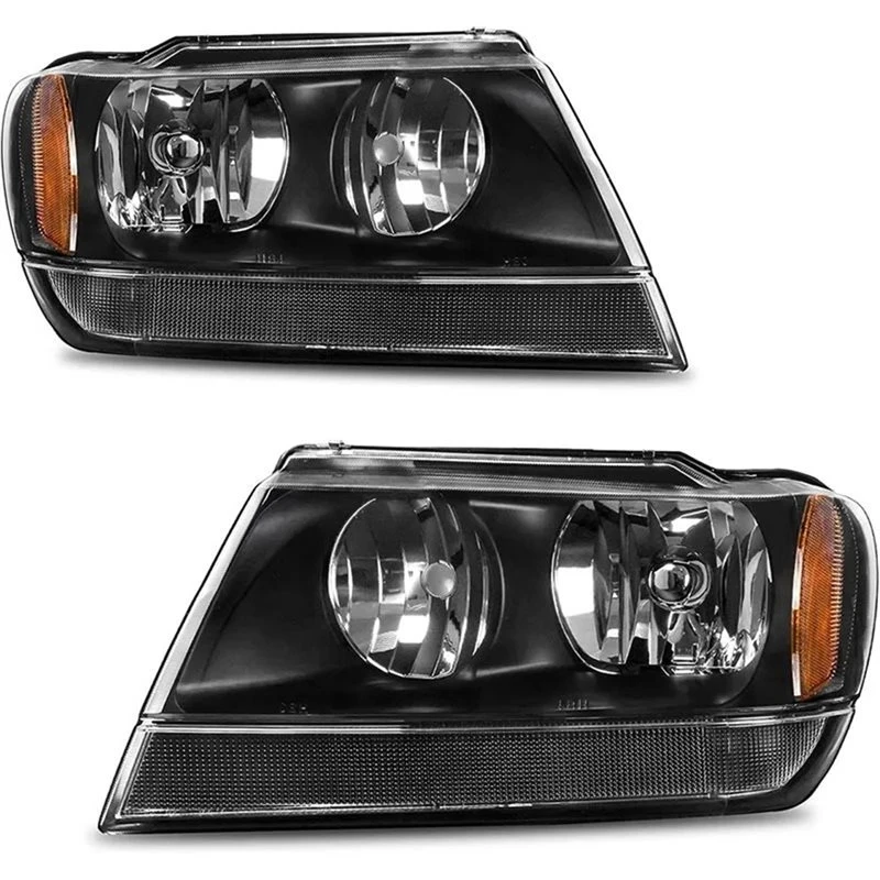AU28-Lighting Front Bumper Headlight Lamp 1 Pair For Jeep Grand Cherokee 1999-2004 Semi-Assembly Front Headlamp