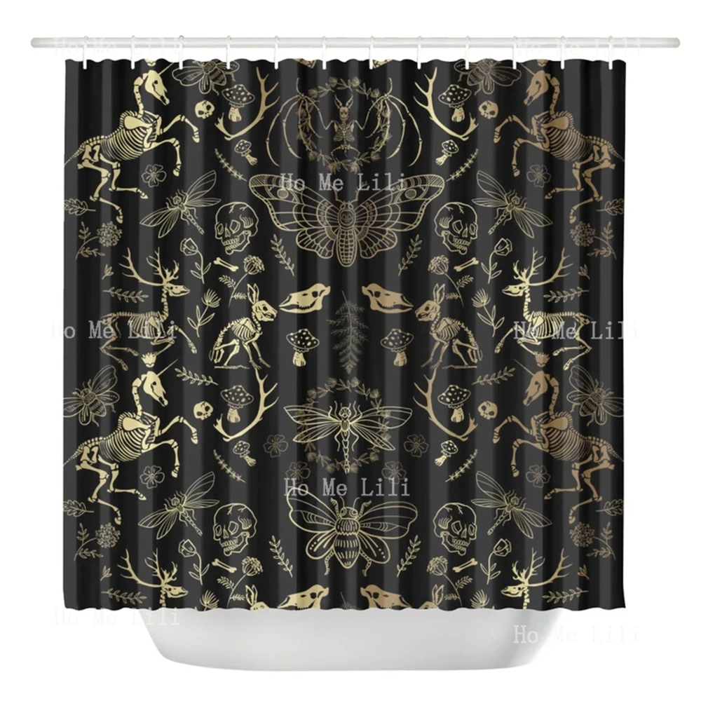 Dark Cottagecore Forest Animal Bones Witchy Gothic Oddities Dark Academia Shower Curtain With 12 Hooks