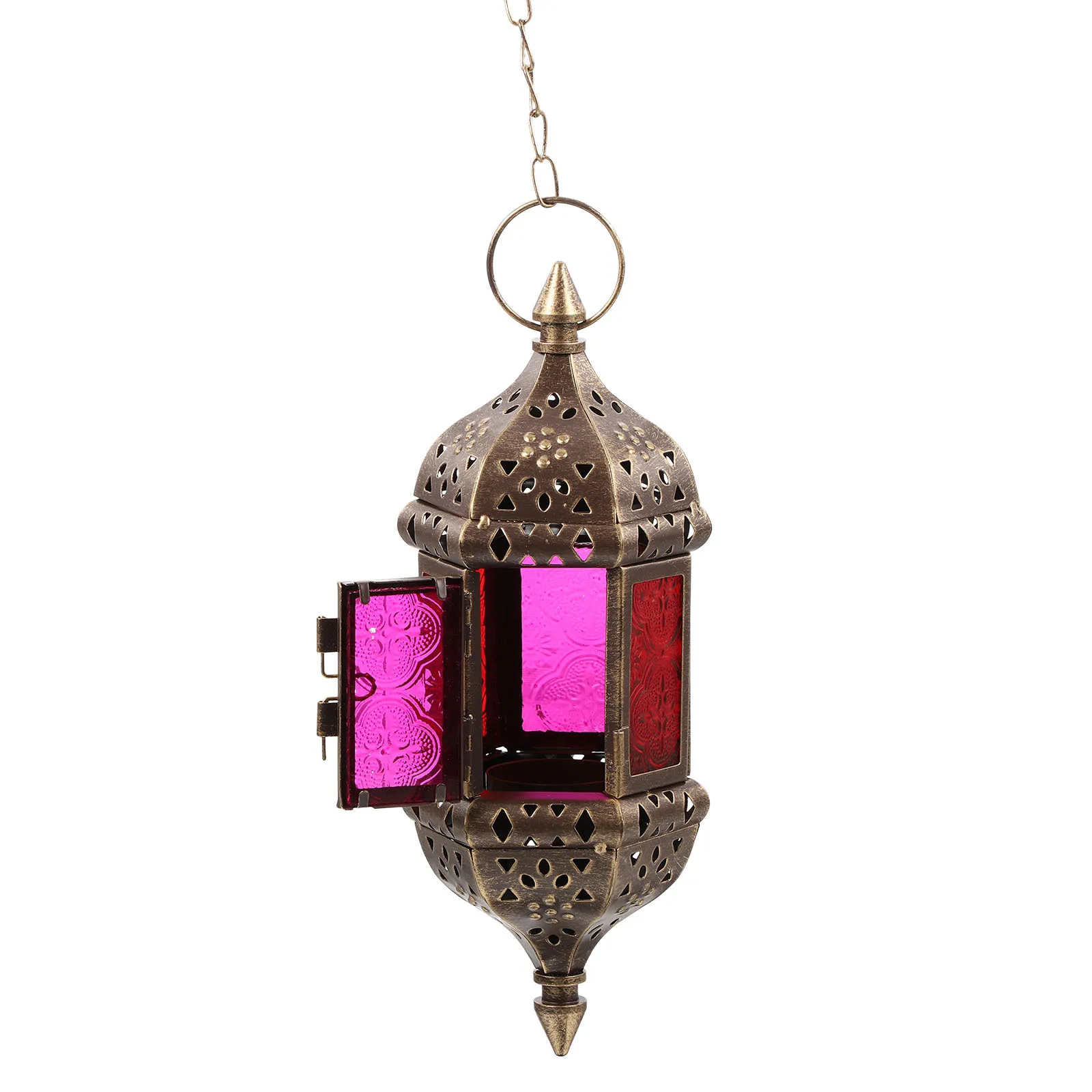 

Hanging Metal Holder Vintage Hollow Out Design for Home Decor Moroccan Lantern Style Wall Decoration Retro Holder