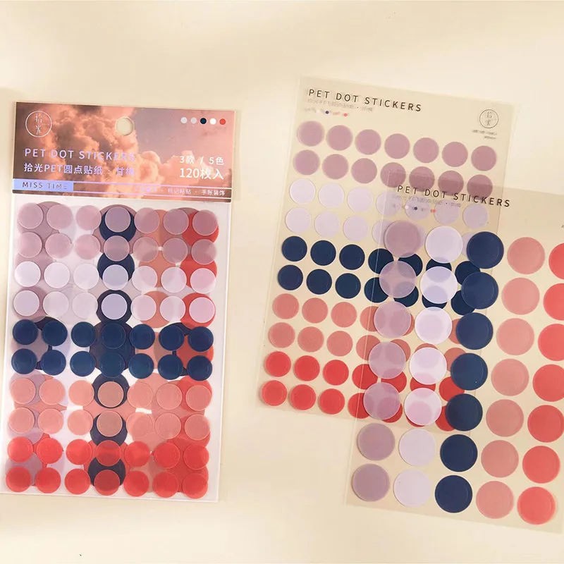 3 Pcs Label Photo Children PET Dot Sticker Creative Hand Account Material Decorative Stickers Drawing Paper