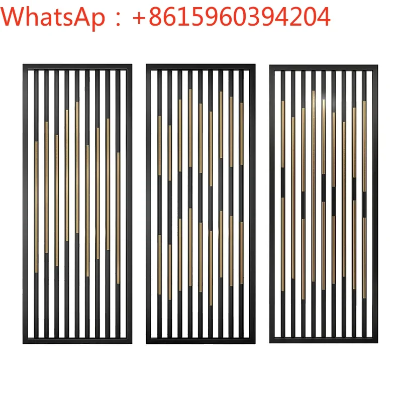 Stainless steel screen partition light luxury titanium modern simple hollowed-out porch wall new Chinese creativity