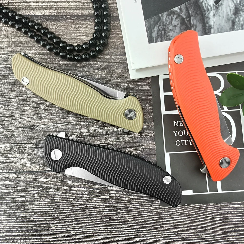 Couteaux pliants de poche à roulement russe, ouverture manuelle, manche EDC G10 avec Clip, lame D2, chasse, pêche, Camping, Flipper