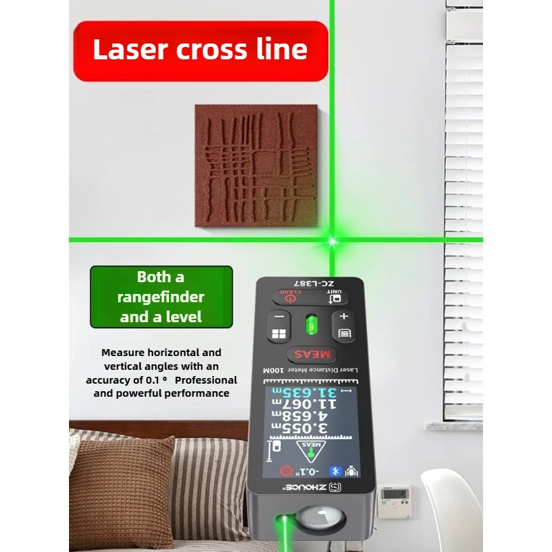 Green Light Three in One Rangefinder with Cross Line Horizontal High-precision Electronic Ruler Infrared Measuring Instrument