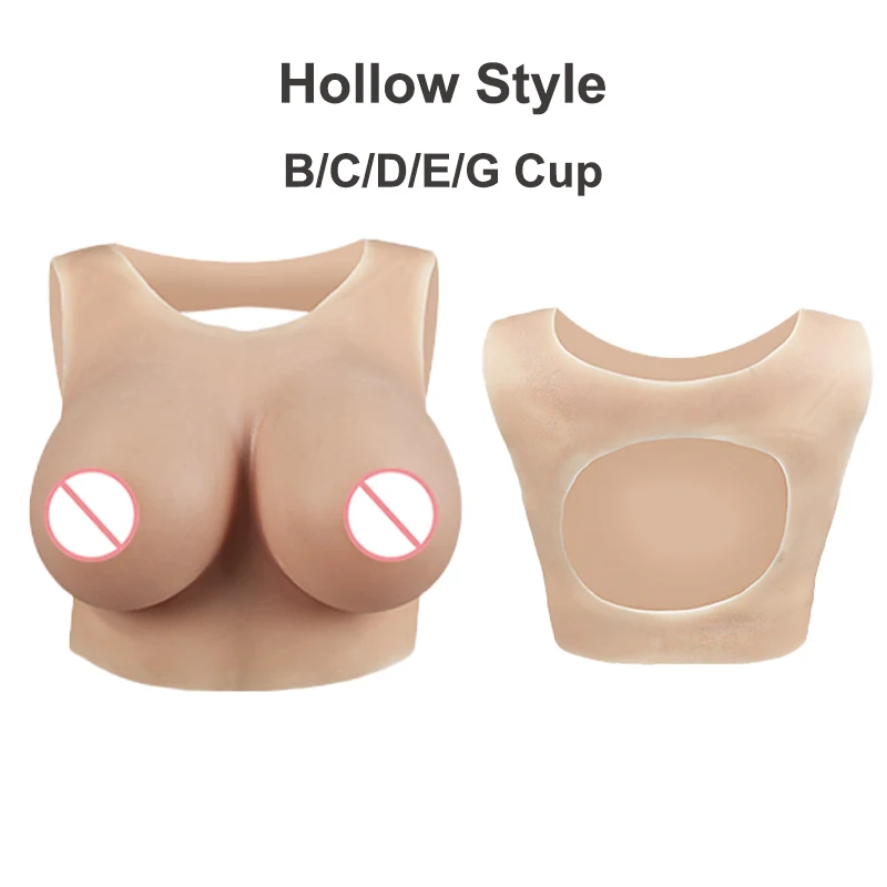 Kumiho Sissy Realistic Silicone Breast Forms Round Neck Hollow Drag Queen Fake Boobs Transgender Cosplay Silicon Fake Chest