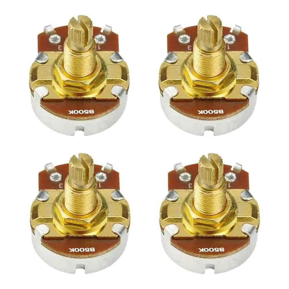 FSTE-4Pcs B500K Guitar Potentiometer, Linear Taper 18Mm Split Knurled Shaft Guitar Tone Volume Pot