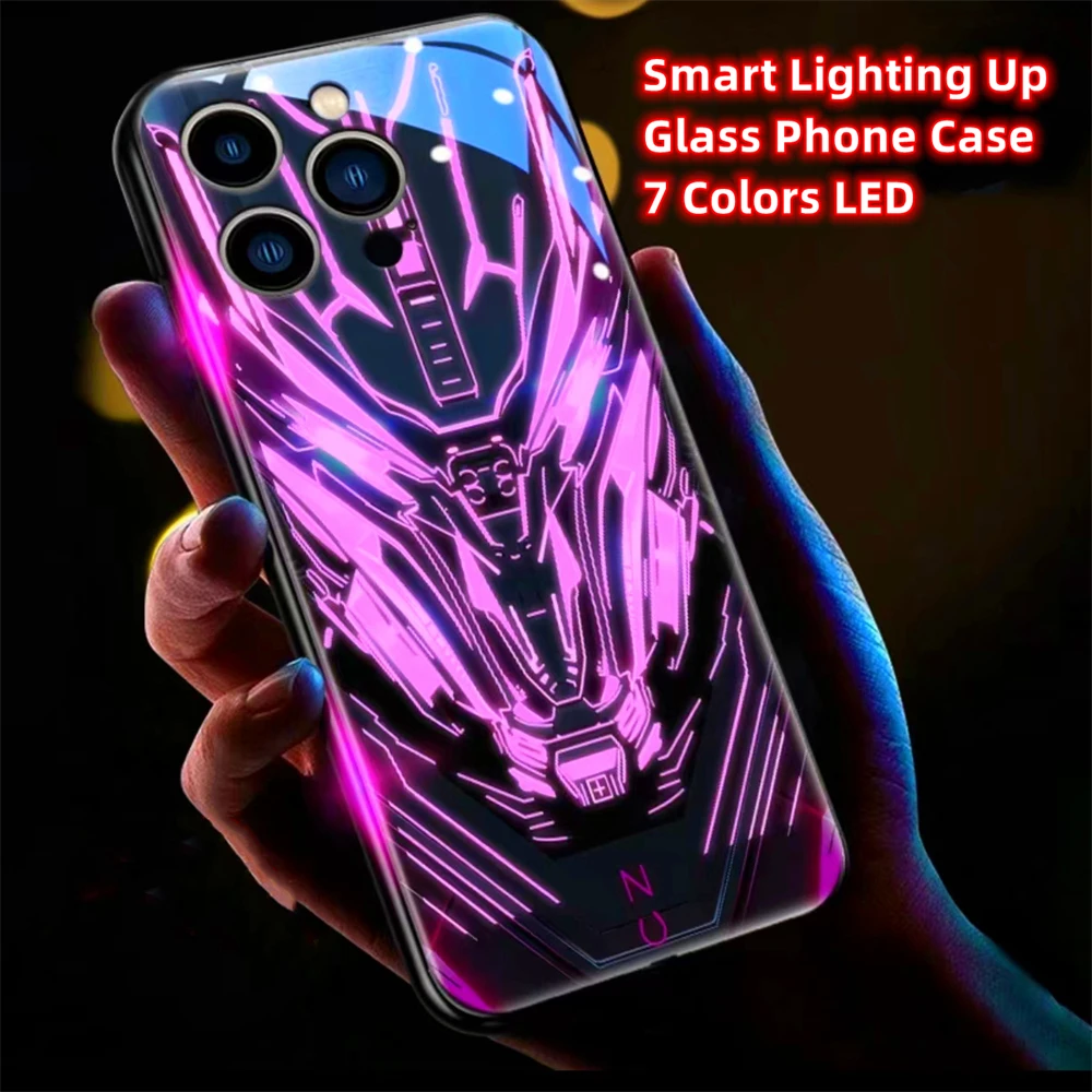 Azure Warship Pattern Sprachgesteuerte LED-Leuchtende Handyhülle für Samsung S26 S25 S24 S23 S22 S21 S20 Plus Ultra – Detail 19