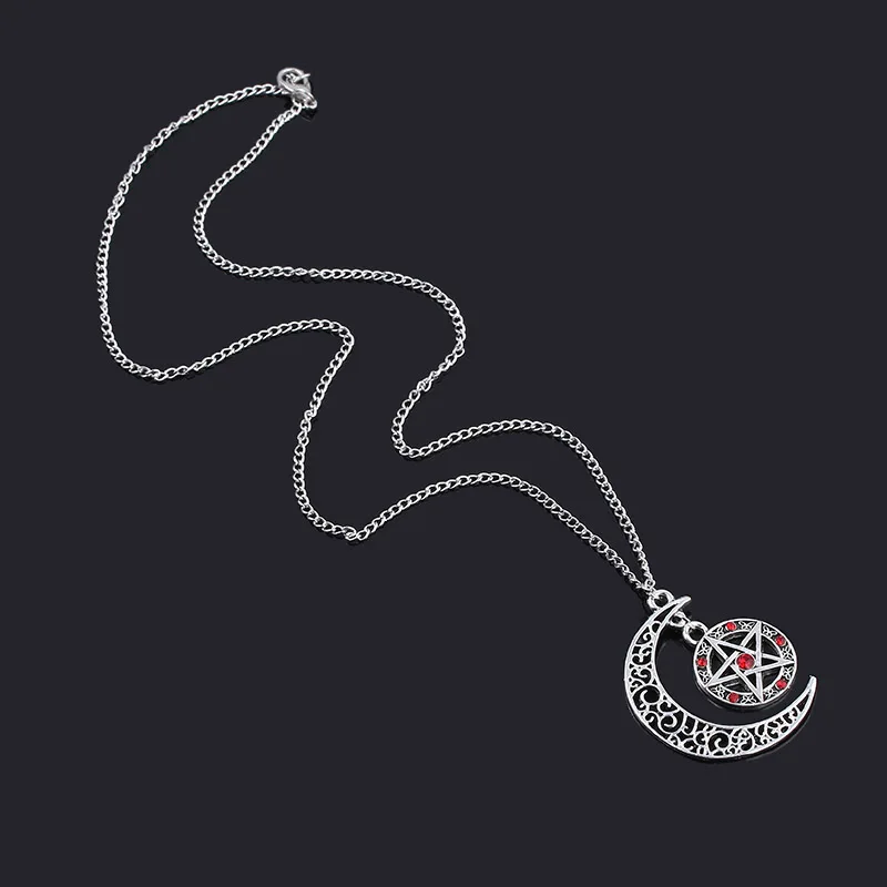 Fashion Jewelry Supernatural Moon Pentagram Necklace Witch Pentagram Amulet Life Tree Charm Necklace Pendant Women Jewelry