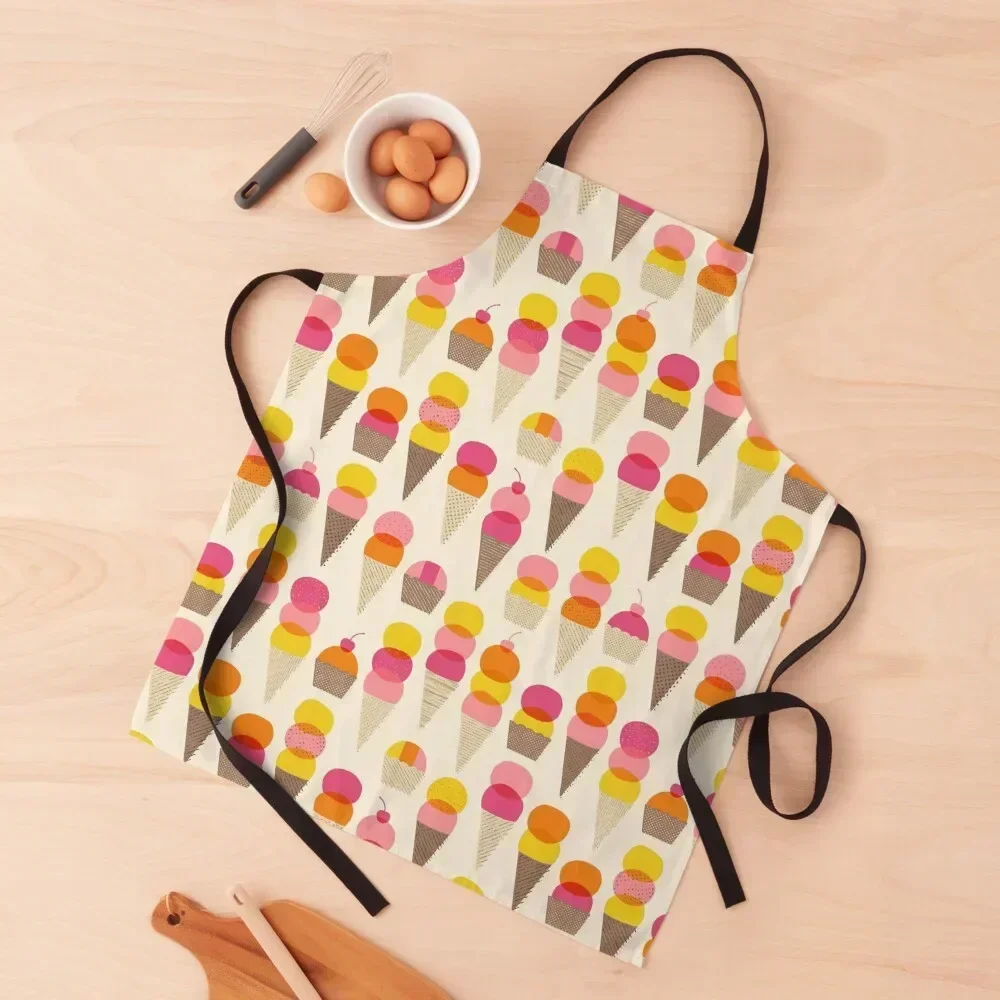 

Ice Cream on a Summer Day Apron Kitchen And Household Goods For Woman christmas decoration Kitchen Kawaii Accessories Apron