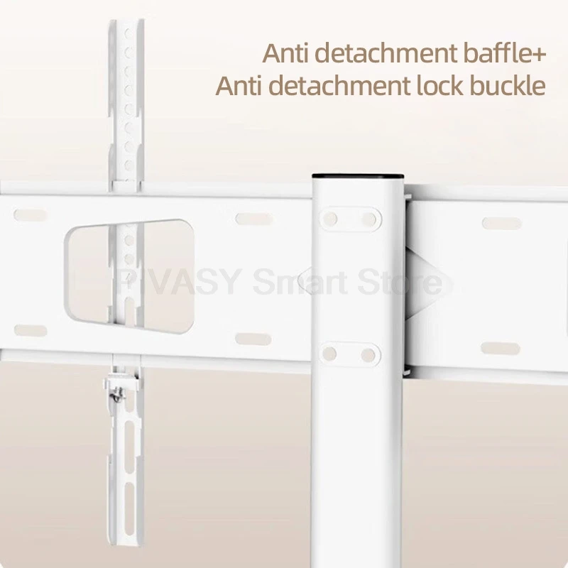 ユニバーサルテレビスタンド ホワイト モバイルホイール付きテレビトロリー フロアマウントラック 家庭用 55/65/75インチ 高さ調節可能 スタイリッシュなデザイン