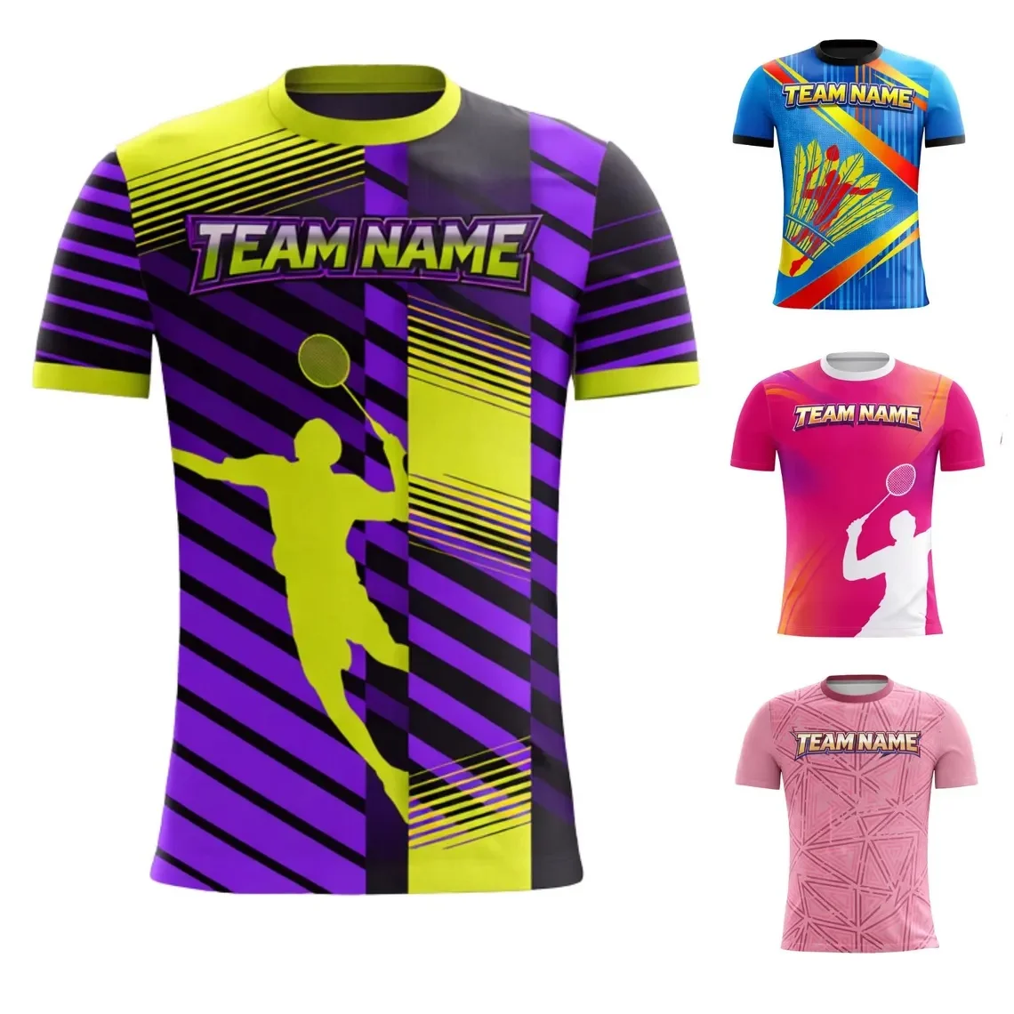 Badminton 3D T-Shirt Custom Name Number, Sport Tee for Players Team Gift 3D Printed T Shirts Tee Tops Summer Unisex T-shirt