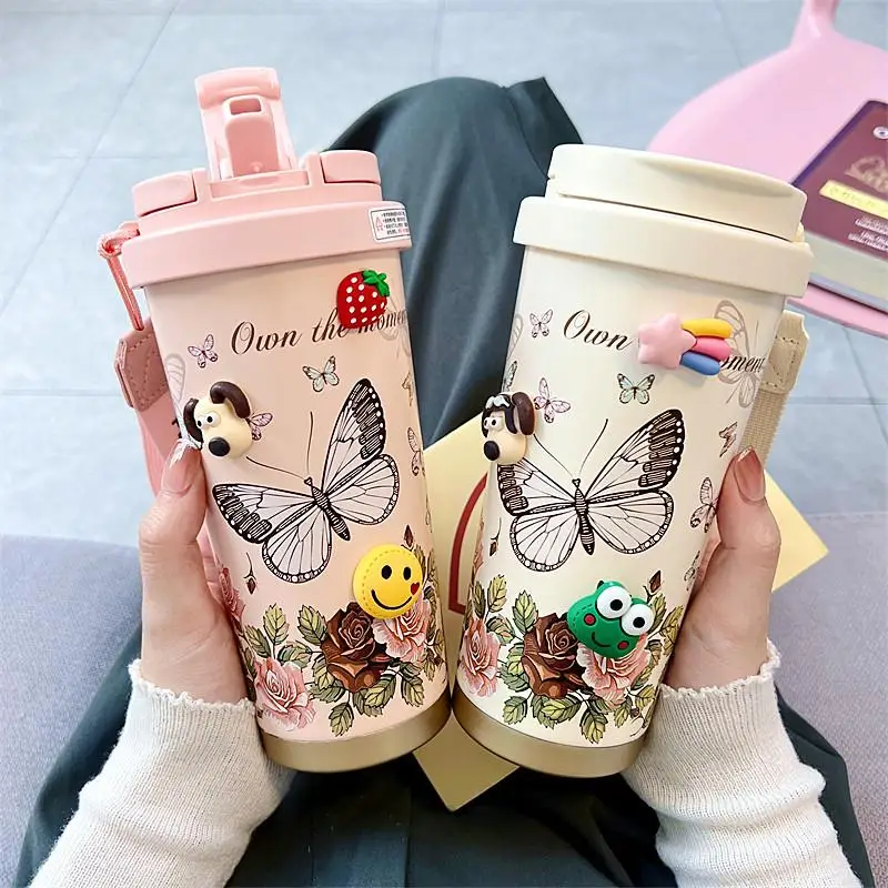 Portable Insulated Tea Separator Water Bottle Office Use Carry-On Straw Dual Drinking Coffee Accompany Cup  Style Stainl...