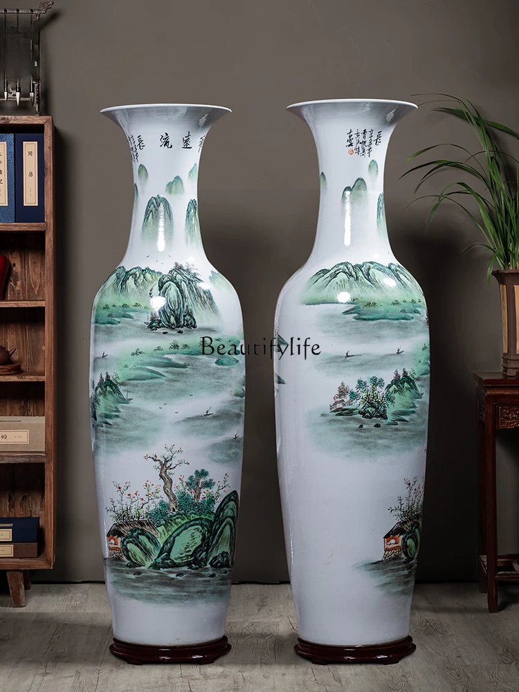 Ceramic Floor Vase Hand Painted Pastel Decoration Living Room Company Relocation and Opening Gift