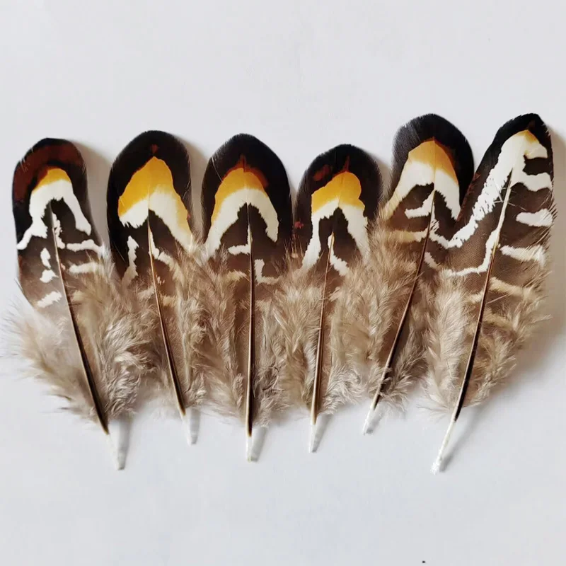 100Pcs/Lot 8-11cm  Nature Brown&Yellow REEVES PHEASANT SMALL WINGS,QUILL FEATHERS For Jewelry Making