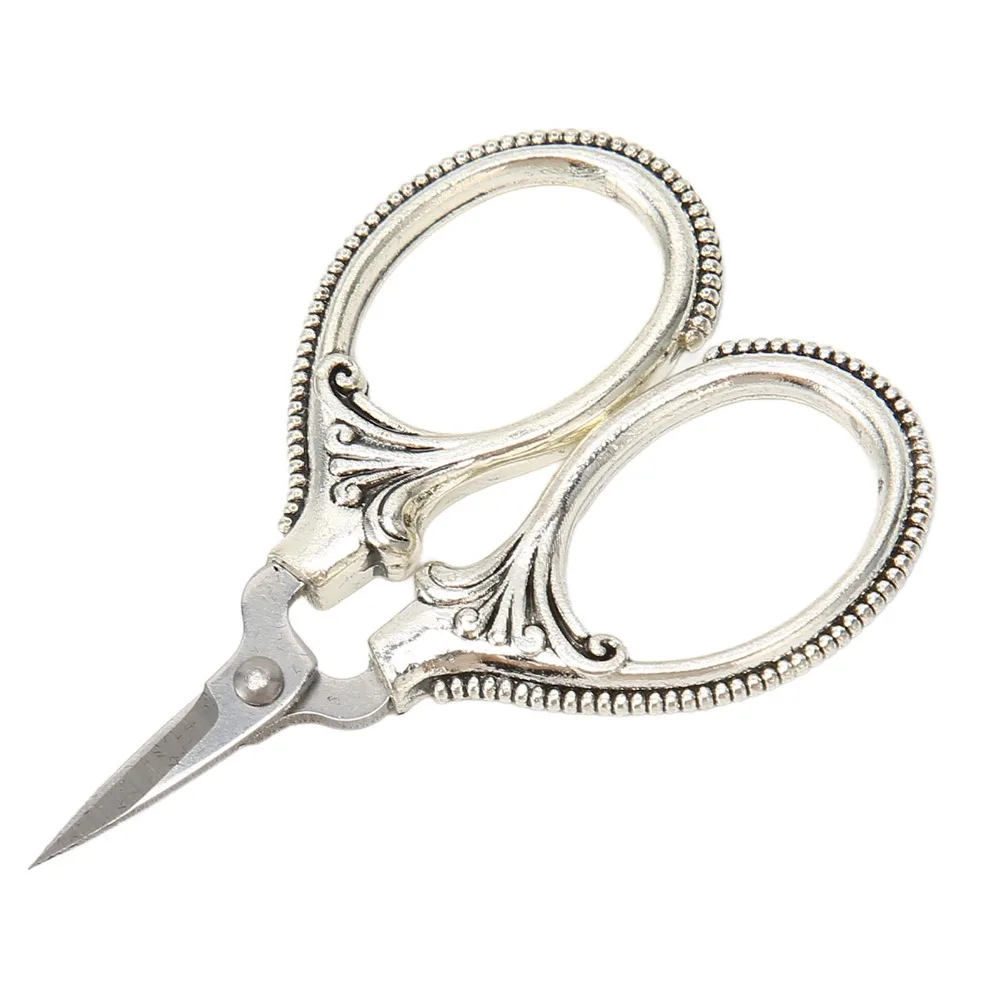 قليلا الفولاذ المقاوم للصدأ مقص التطريز العتيقة الفضة العتيقة النحاس الخياطة مقص عبر غرزة مقص قطع الورق #3