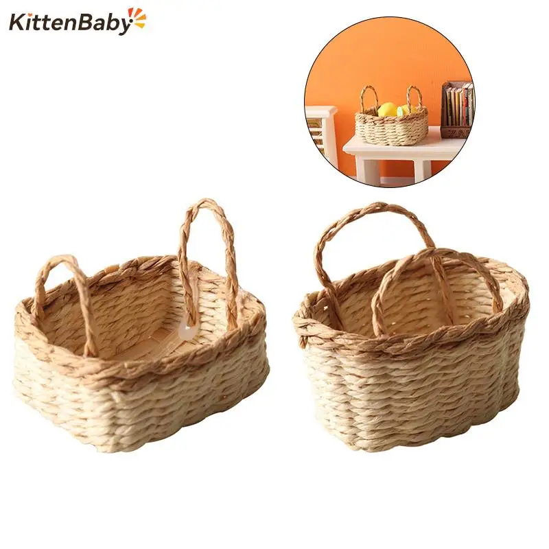 1:12 Dollhouse Miniature Storage Basket Vegetable Food Woven Frame Kitchen Model Decor Toy Doll House Accessories