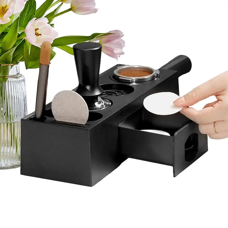 Coffee Knock Box Portafilter Holder Espresso Tamping Station Puck Screen Accessories Storage Coffee Organizer Knockbox Tools