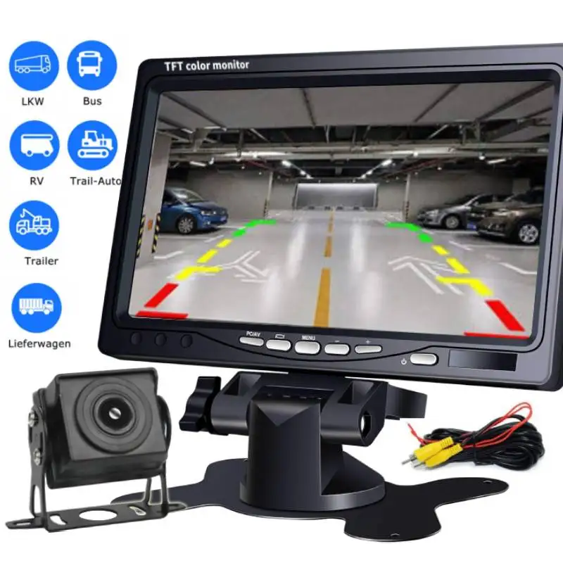 

7'' TFT Monitor Car Rear View Camera Kit LCD Screen Plug & Play Night Vision Reverse Backup Parking Assistance Plug