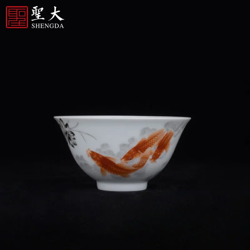 

|Master craftsman fanxin alum red ink color "good luck B" Master Cup Jingdezhen pure hand-painted high-grade tea set