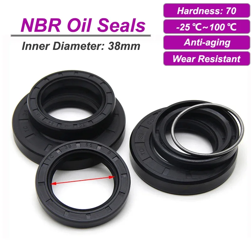 NBR Framework Oil Seals ID 38mm TC-38*48/50/52/54/55/56/58/60/62/65/70/72/75*7/8/10/12mm Nitrile Rubber Double Lip Gasket