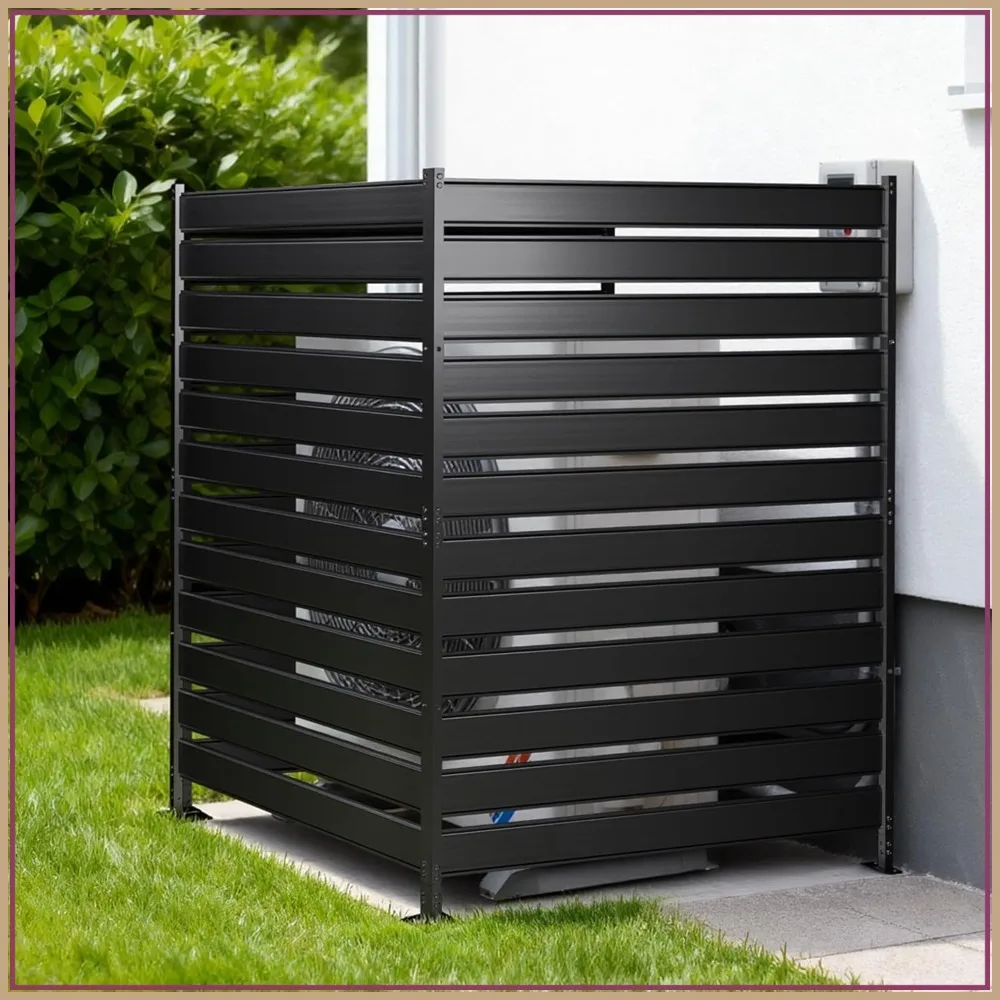 42" H x 38" W (3-Panels) Air Conditioner Fence Screen, Privacy Panel for Trash Can, Pool, Yard, No Digging, Black