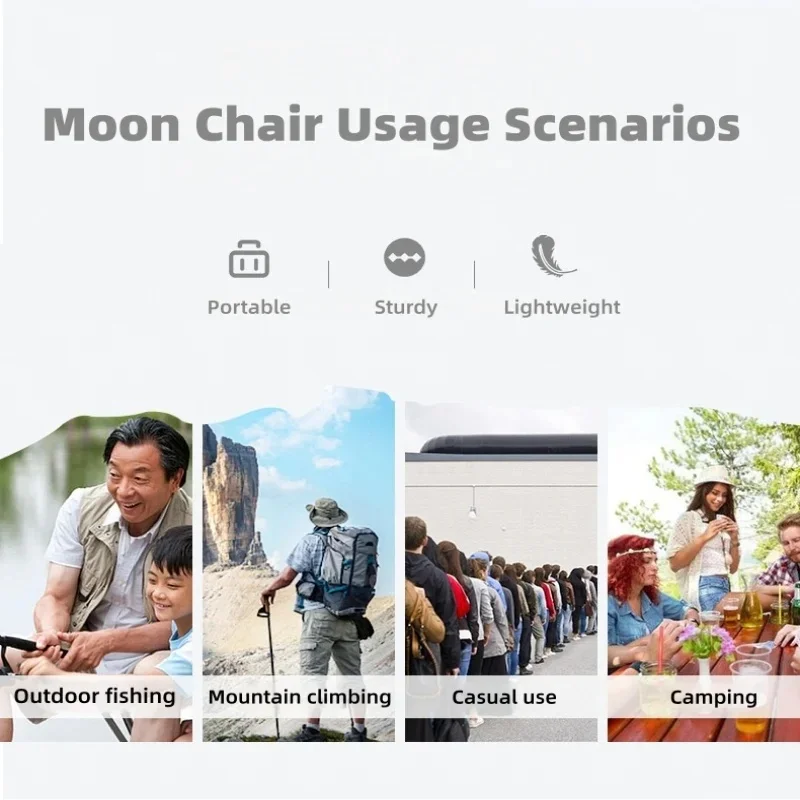 Ultra-light Aluminum Alloy Moon Chair Camping Folding Portable Backrest Chair Outdoor Fishing Picnic Hiking Leisure Seat - view 3