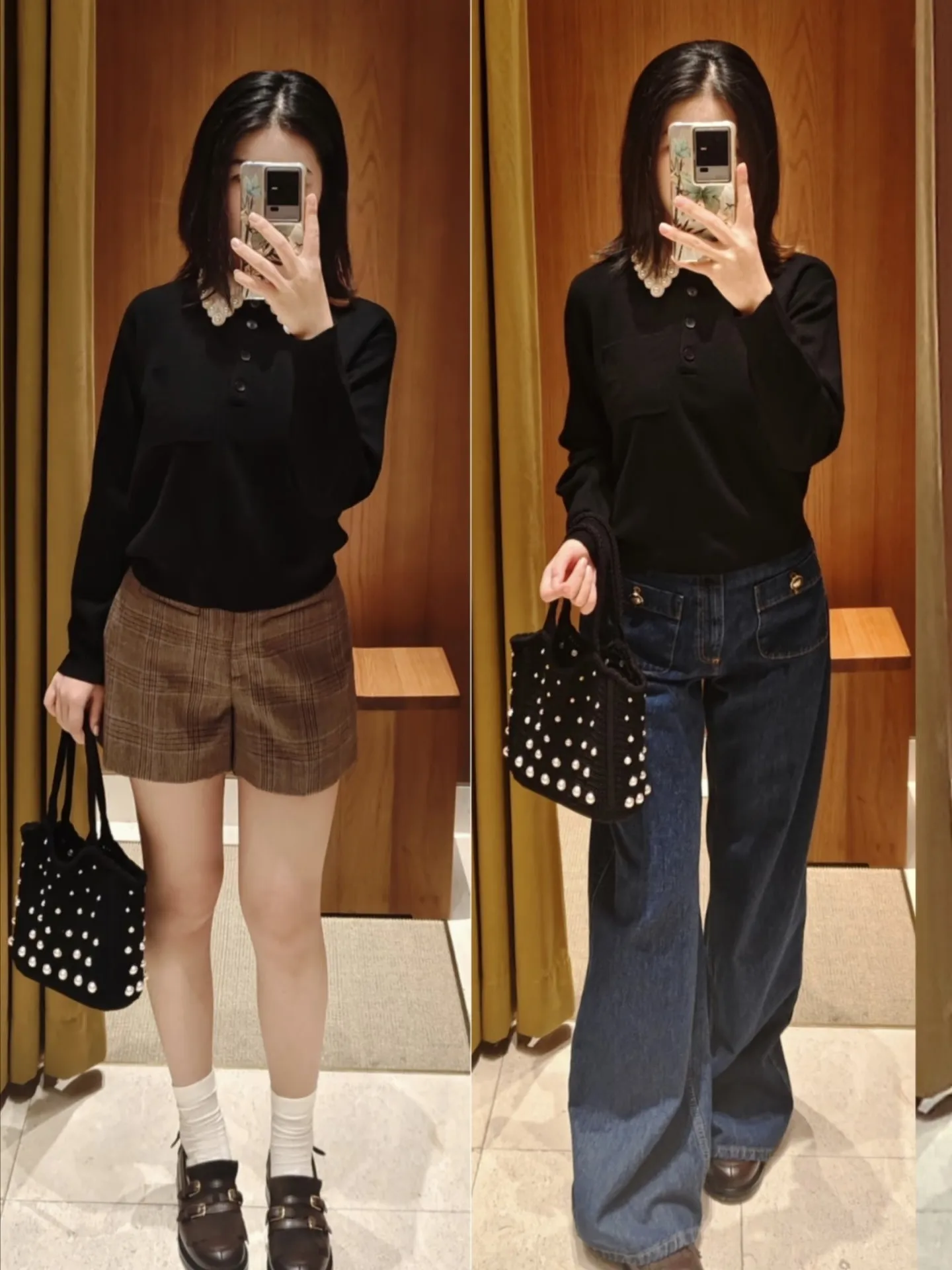 High-End Version European Style Color Block Ruffle Doll Collar Knitted Top Age-Defying Women's Fashion Winter Seasonal Sweater