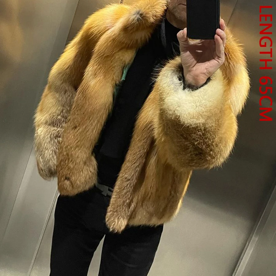 Men Fur Coat Real Silver Fox Fur Coat With Zipper Best Selling Warm Winter Men's Short Jacket Natural Fox Fur