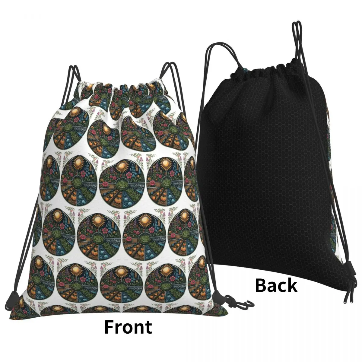 Seasonal Gardening Delight Blooms Backpacks Portable Drawstring Bundle Pocket Sports Bag Book Bags for Travel Students