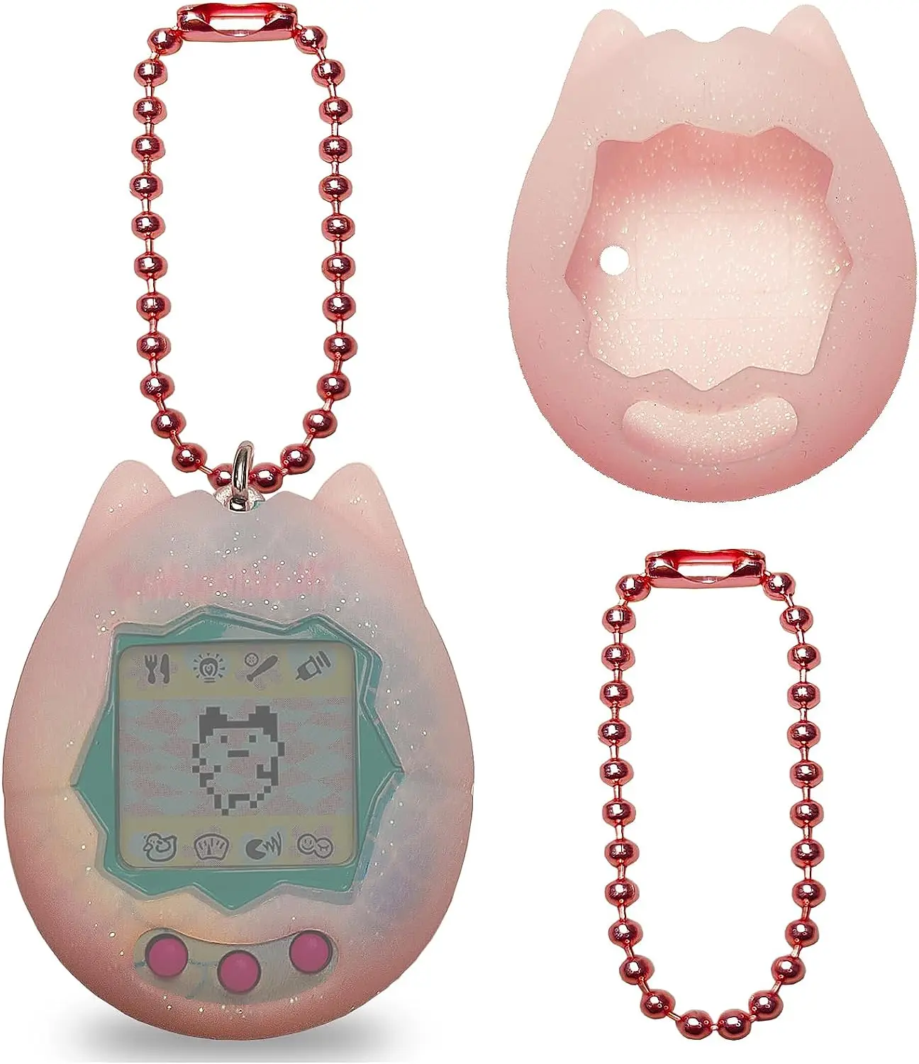 Silicone Protective  Cover Case and Screen Protector and color chain  Replacement for Tamagotchi Original Digital Pet