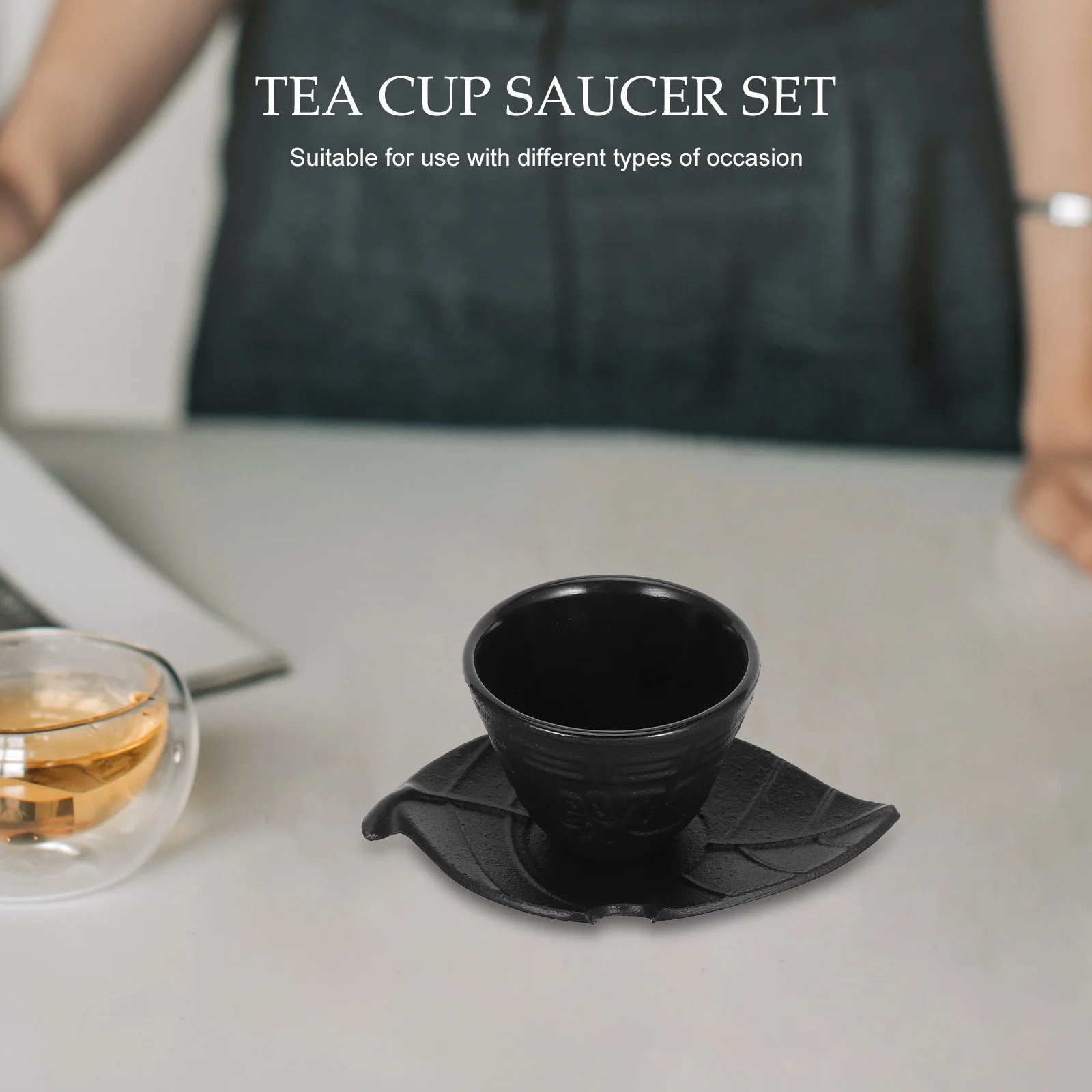 

1Set Vintage Tea Cup Saucer Set Cast Iron Material Retro Design Kung Fu Tea Set Japanese Style Drinkware for Coffee Or Water