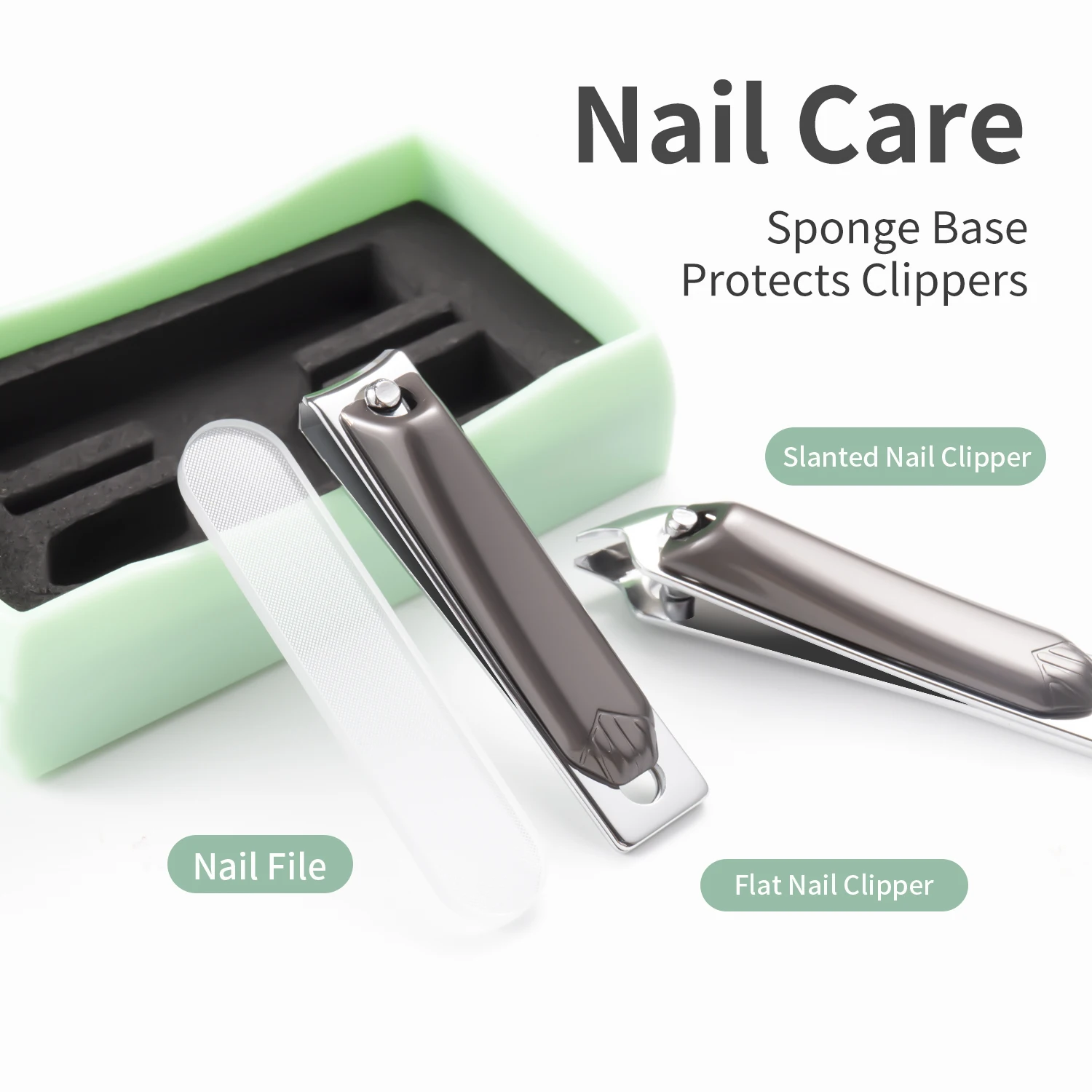 3 قطعة الفولاذ المقاوم للصدأ مسمار المقص مجموعة صندوق تخزين مقص أظافر القاطع أدوات مانيكير المتقلب مع ملف الأظافر الزجاجية نانو #3