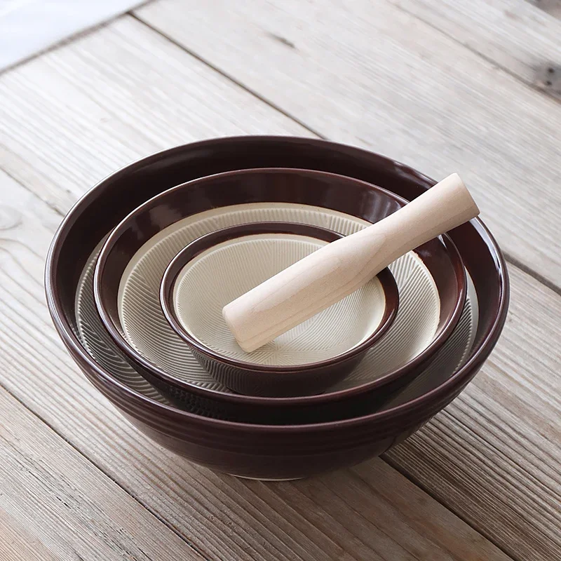 Japanese Style Ceramic Grinding Bowl Complementary Food Tool Yam Sesame Ceramic Grinding Bowl Household Kitchen Utensils