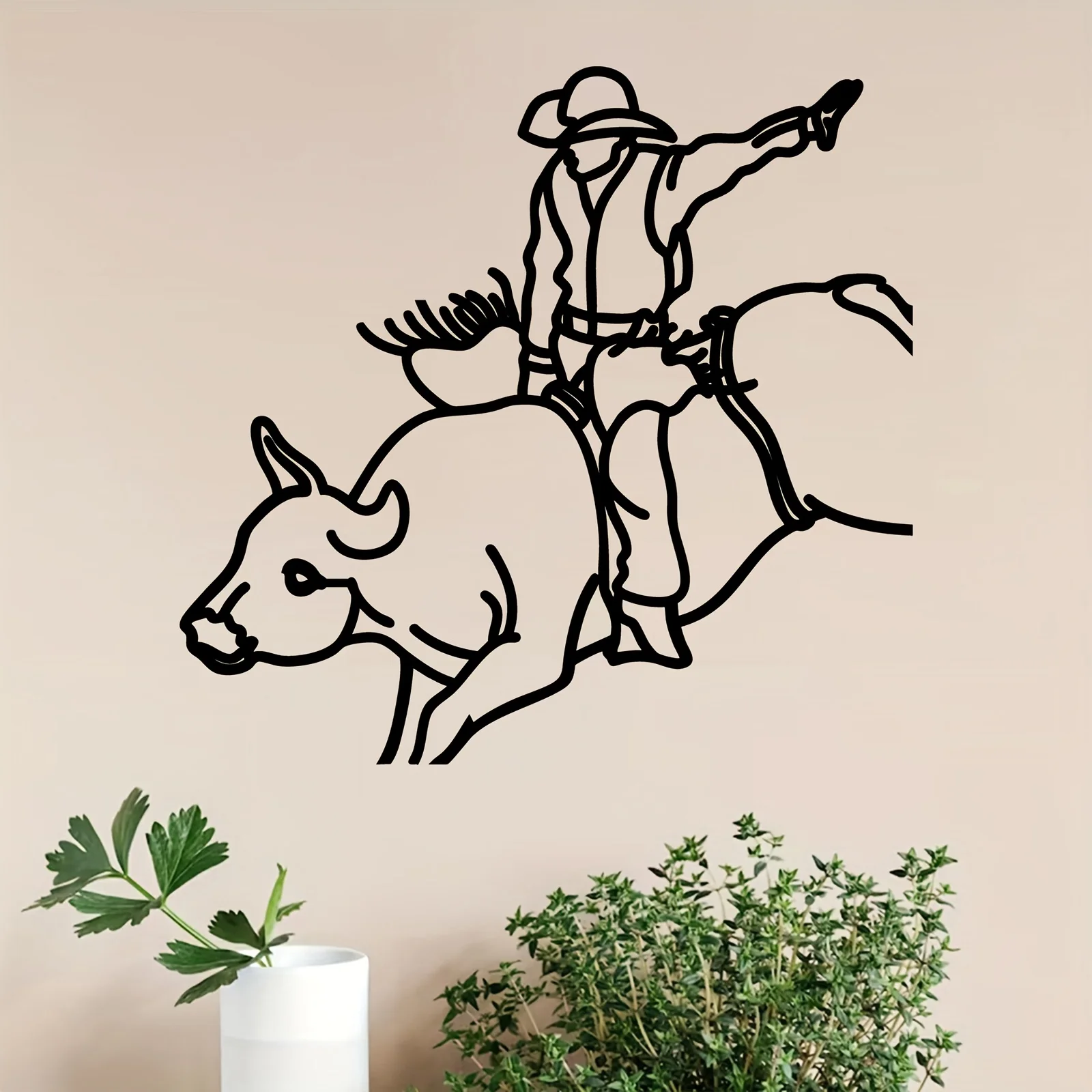 Bull Rider Iron Wall Art Rustproof Western Metal Sculpture Wall Fence Rodeo Party Decor Gift Ornament