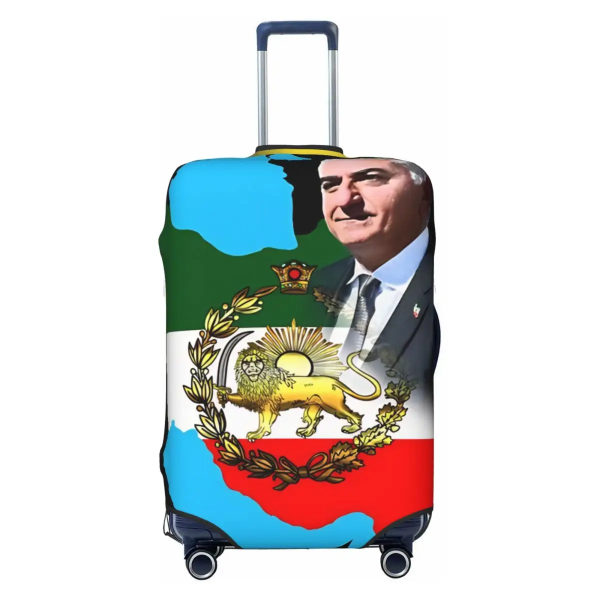 

Iran Flag With A Golden Lion And Sun With King Pahlavi Suitcase Cover Vacation Fun Luggage Supplies Travel Protector
