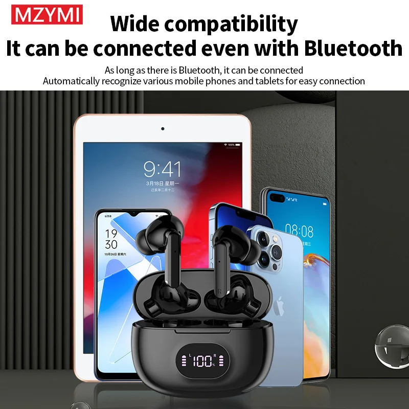 MZYMI New 919 Wireless Earbuds Touch Control LED Digital Display Bluetooth Headphone In Ear Earphone For Android iOS With Mic