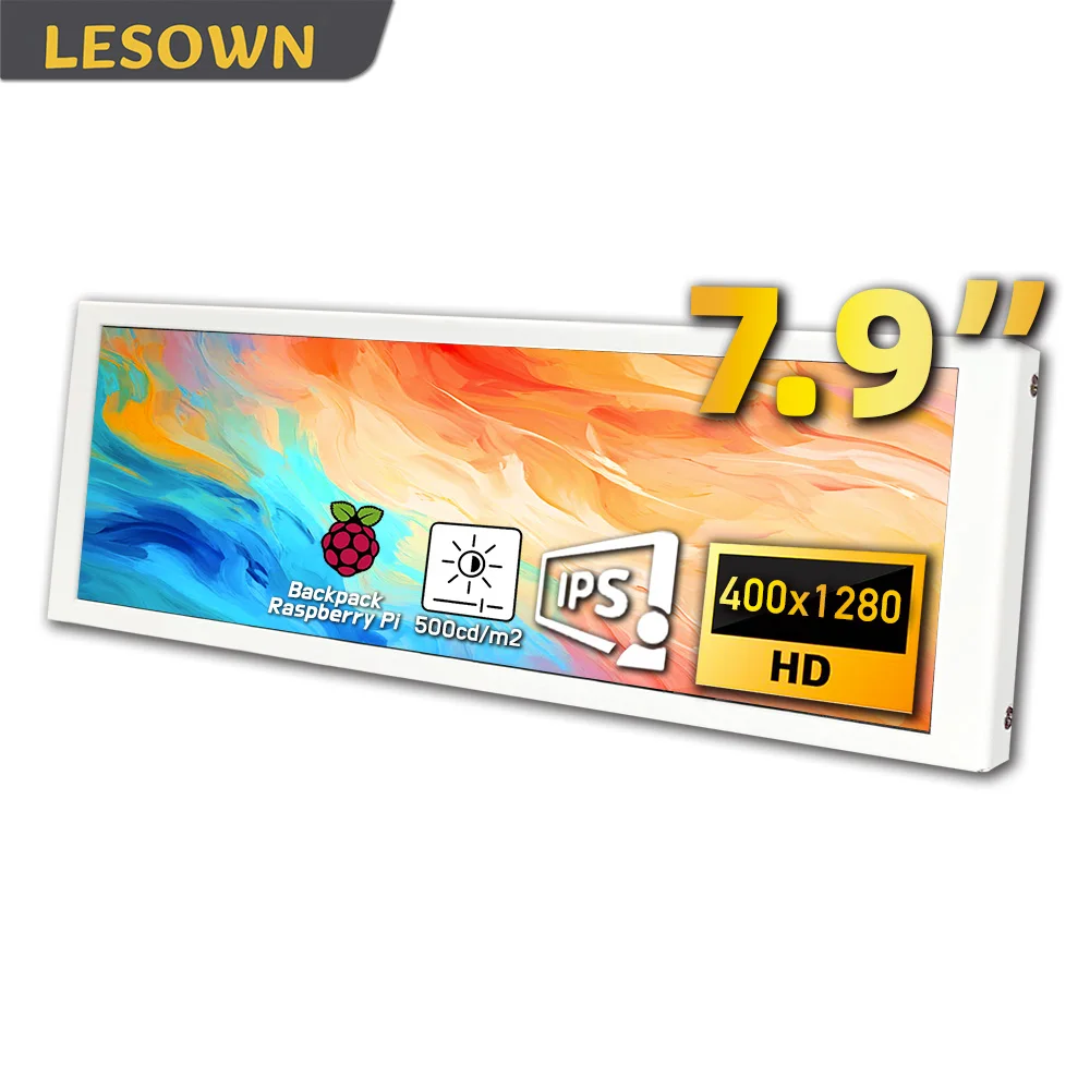 

LESOWN Portable Display 7.9-Inch 400x1280 IPS LCD Stretched Bar Monitor Lightweight for Travel & Work Laptop PC Gaming Consoles