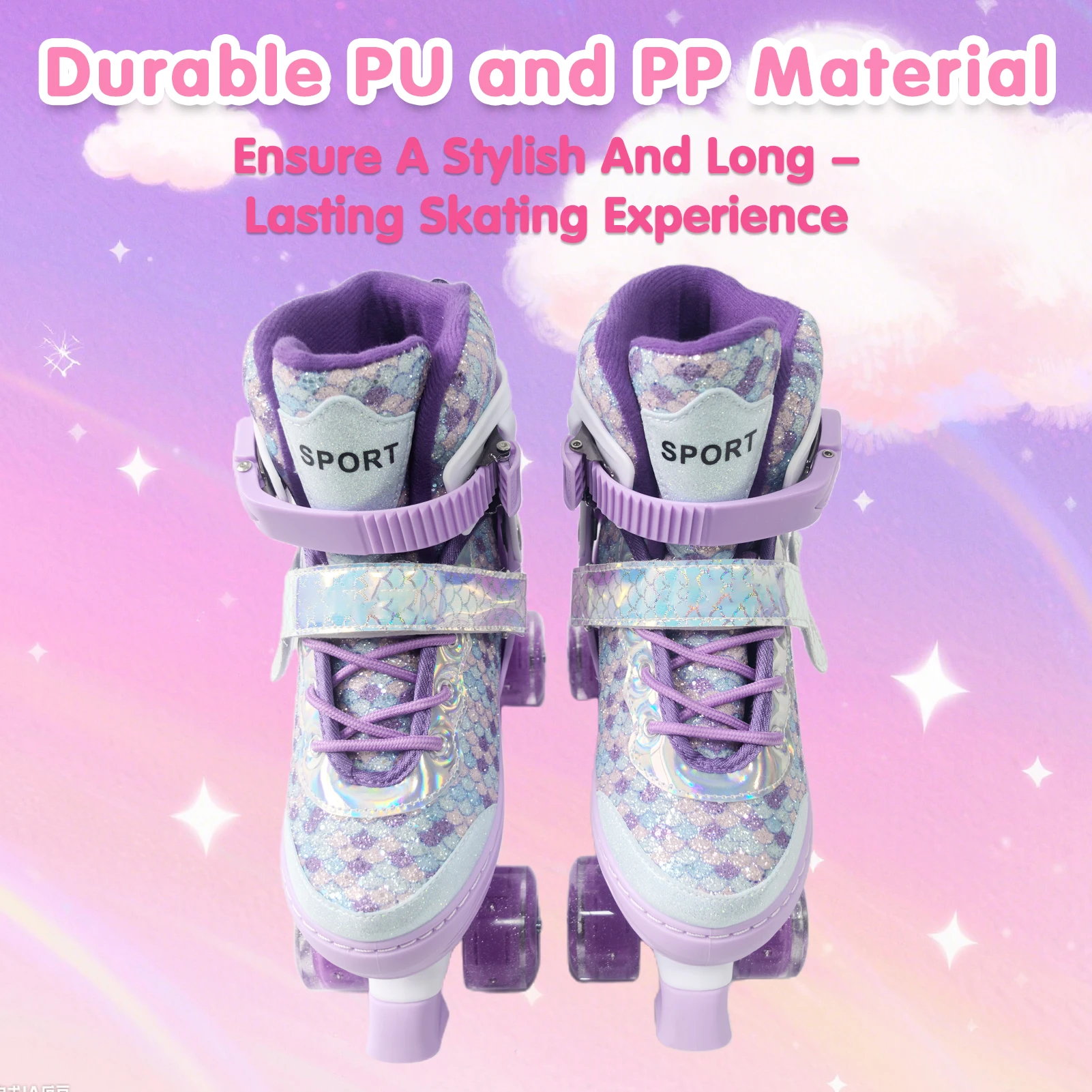 Kids Roller Skates Adjustable Adjustable Flashing Wheel ABEC Bearing Triple Protection for Outdoor Indoor Adjustable Roller Skat view 4