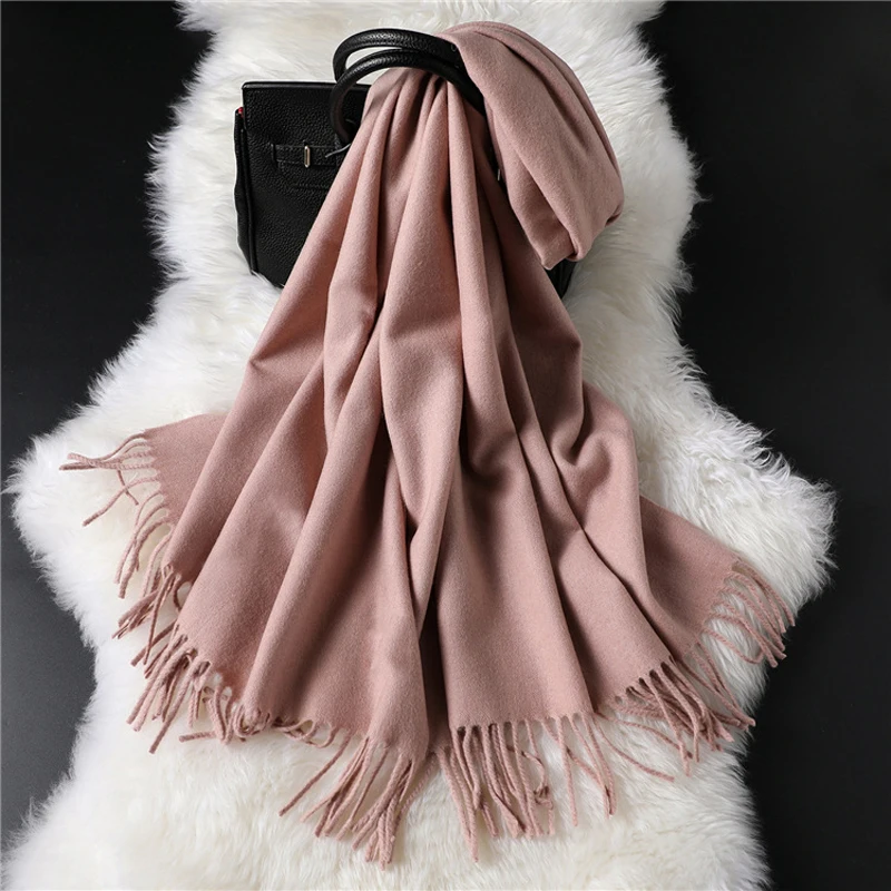 Luna&Dolphin Luxury Brand Women Shawl 200x70cm Virgin Wool Winter Cross Weave Wrap Stole Pashmina Tassles Cashmere Blanket Scarf