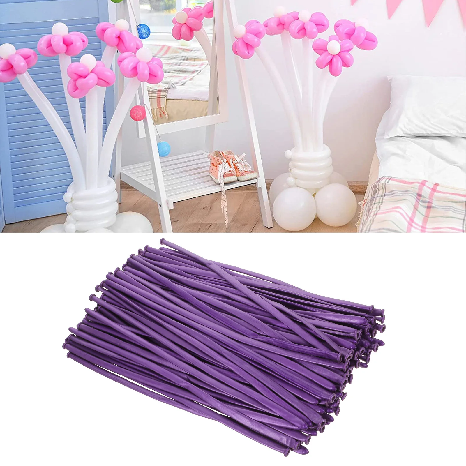 

100Pcs Metal Balloons Resilient Long Balloons for Twisting Sculptures Party Favors Birthday Wedding Festival Balloon