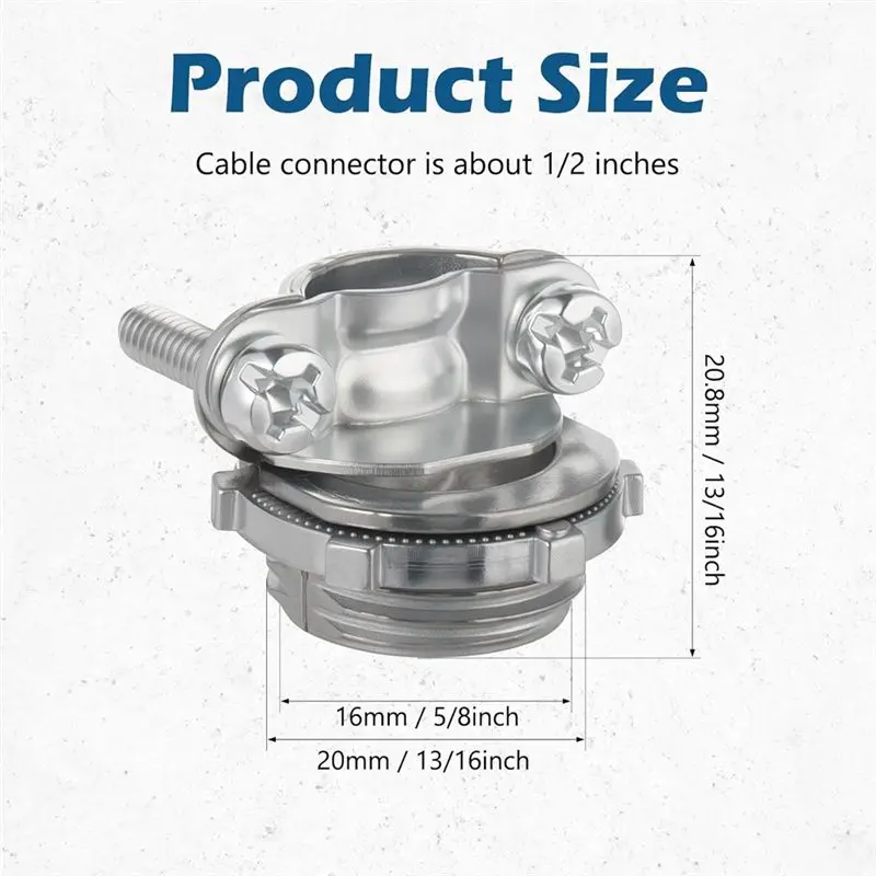 B52C For NM Cables, Wire Clamps In 12 Pack 1/2 Inch Clamp Type Cable Connectors, Zinc Alloy For Electric Wires, Metallic Conduit