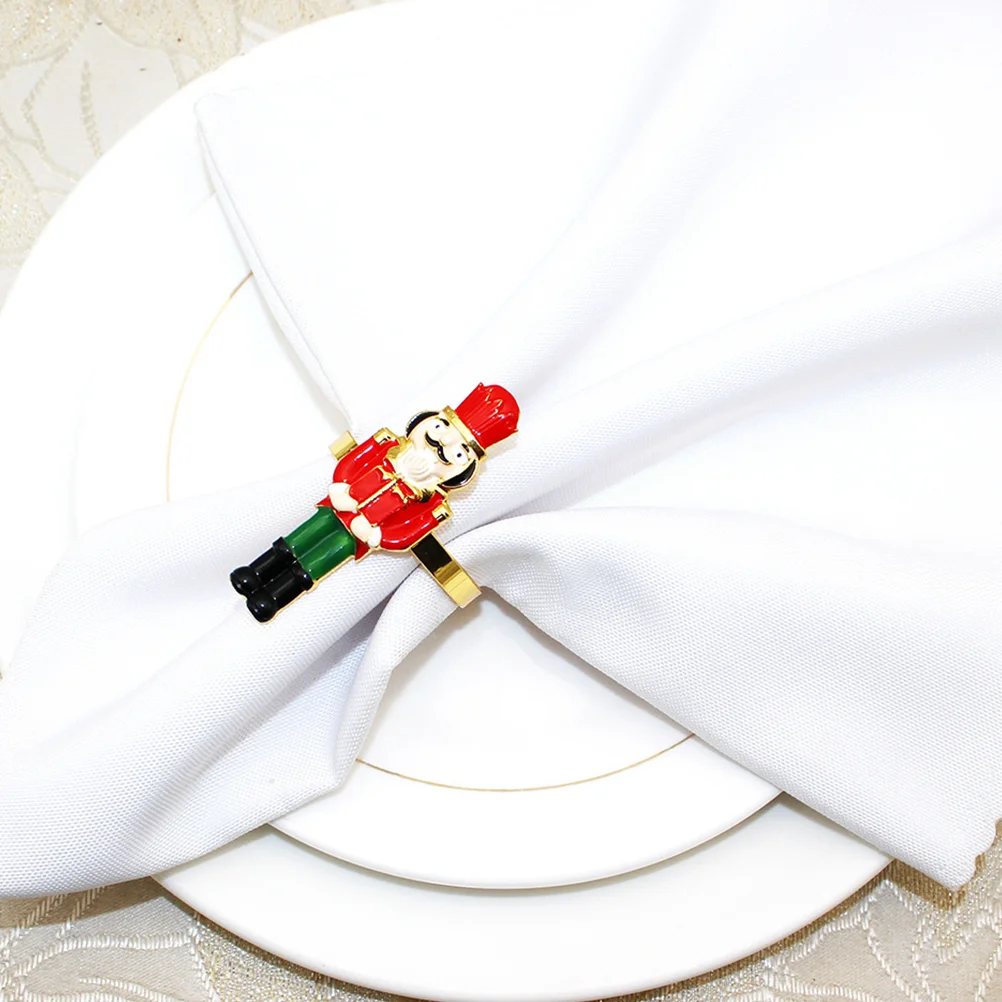 

2 Pcs Napkin Holders Christmas Rings Dinner Napkins Nutcracker Elegant Decor Banquet