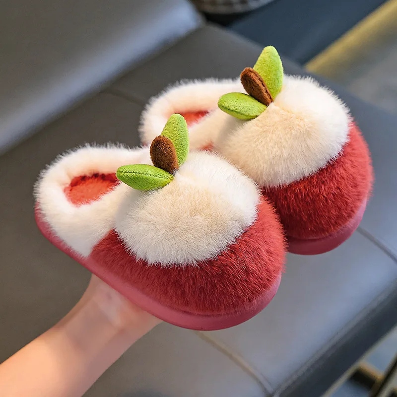 

Kids' Slippers House Shoes ​Cartoon Cotton Slippers Winter Shoes For Girls Anti-slip Warm Thick Bottom Pink Red Shoes Size 24-39