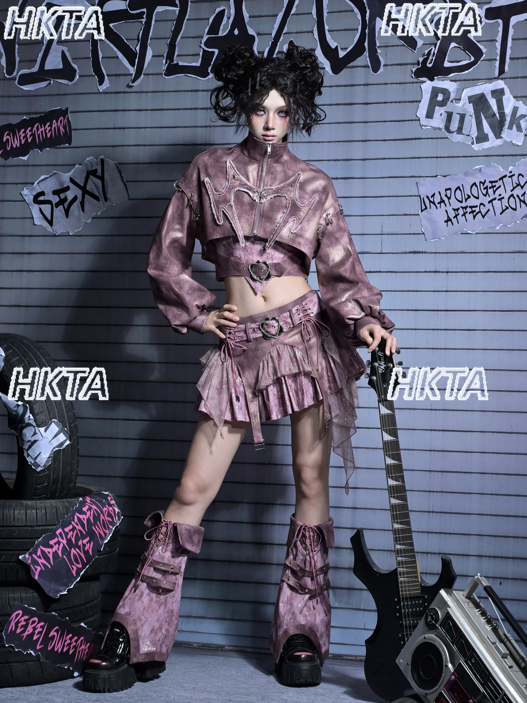 Y2K Hot Girl stile punk paillettes irregolari cinturino in denim con cuciture gonna a vita bassa donna dolce personalità fresca una linea minigonna