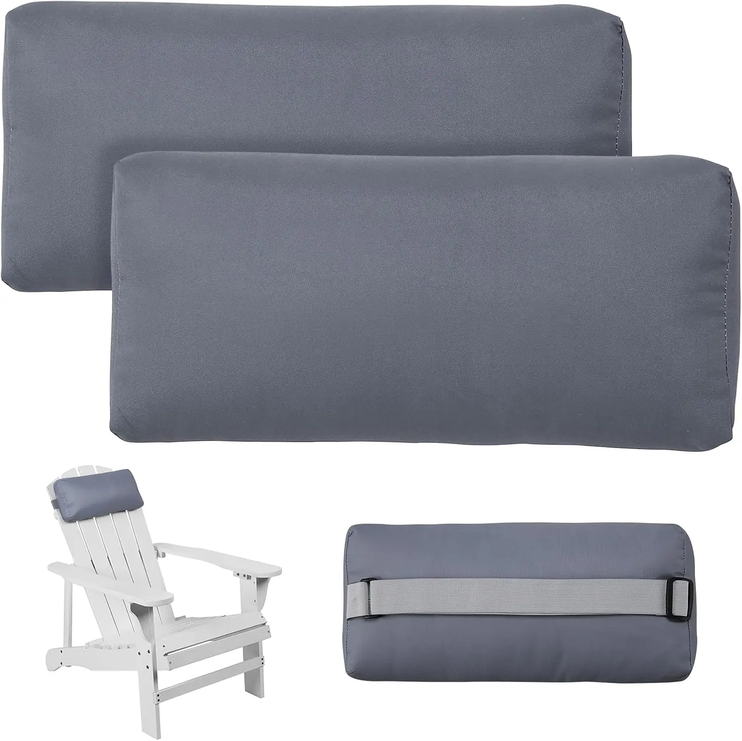 

Headrest Pillow For Patio Chaise Lounge Chair, Outdoor Chaise Pillows With Adjustable Elastic Stripe Head Resting Pillows For