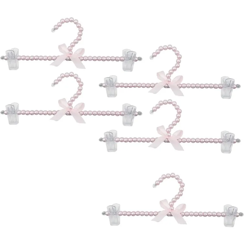 

Pearl Hanger Pearl Plastic Bow Clothes Rack with Clip Artificial Pearl Hangers Tie Holder Wedding Clothes Rack Skirts Hanger