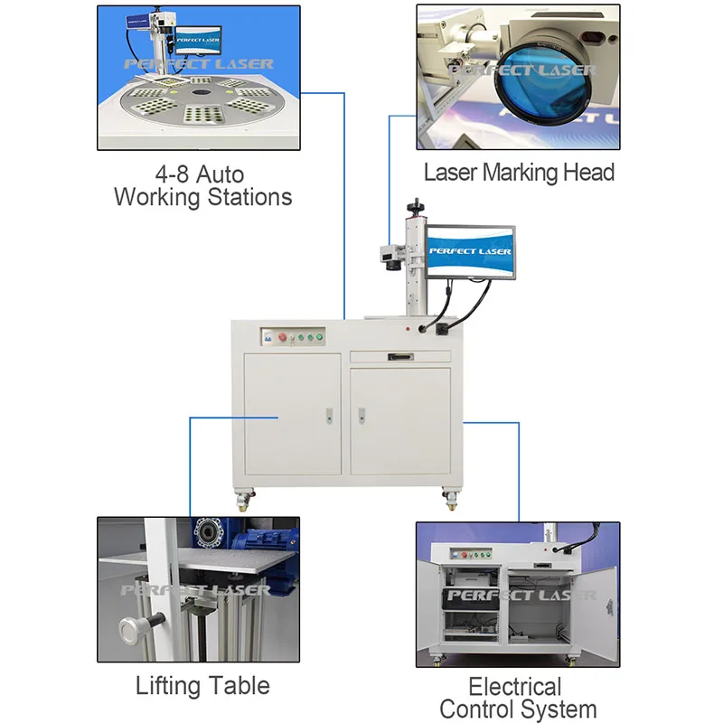 Laser Marking Engraving Machine With Big Rotary Table Engraving for Large Cattle Ear Tag Fiber Printing Engraver