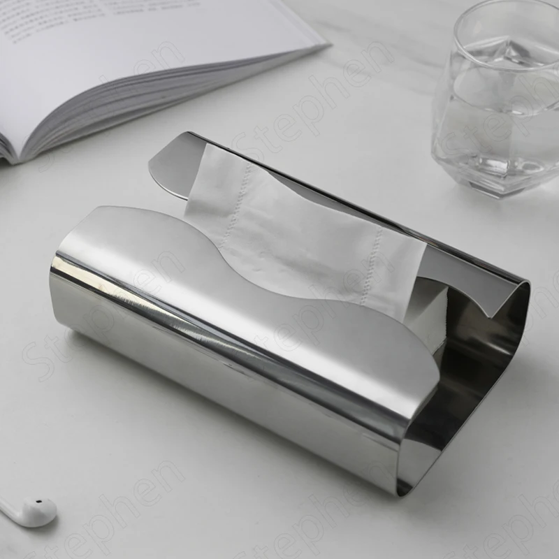 

Nordic Modern Abstract Stainless Steel Tissue Boxes European Modern Silver Plated Car Tissue Holder Desktop Tissue Storage Box