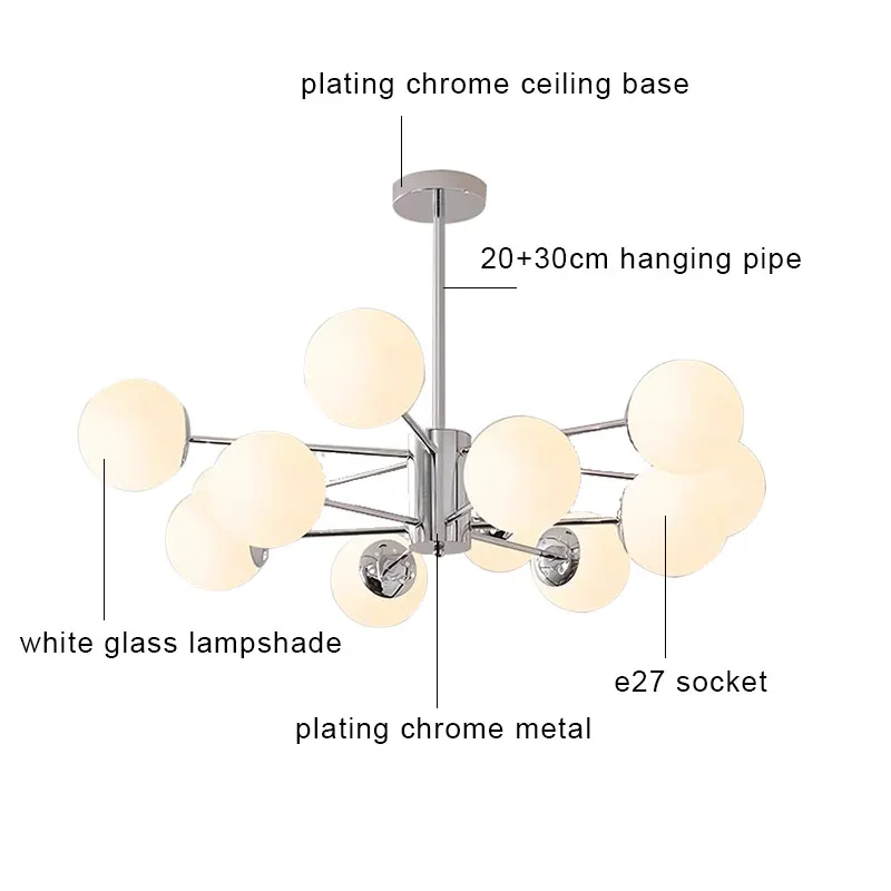 Modern Chrome Led Ceiling Chandelier Glass Ball Pendant Light Fixtrue Living Room Bedroom Home Decor Hanging Lamp Home Appliance image 5